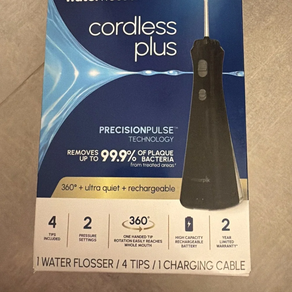 Waterpik Cordless Plus Water Flosser Rechargeable WP-462 BLACK NEW in box unopen